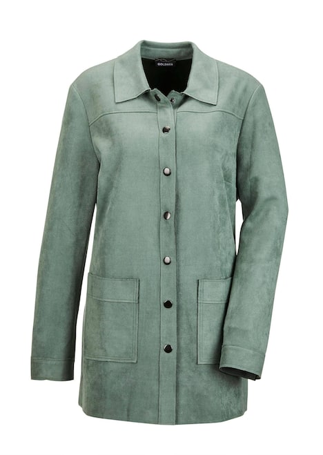 Outdoorjacke aus Veloursimitat in Grün