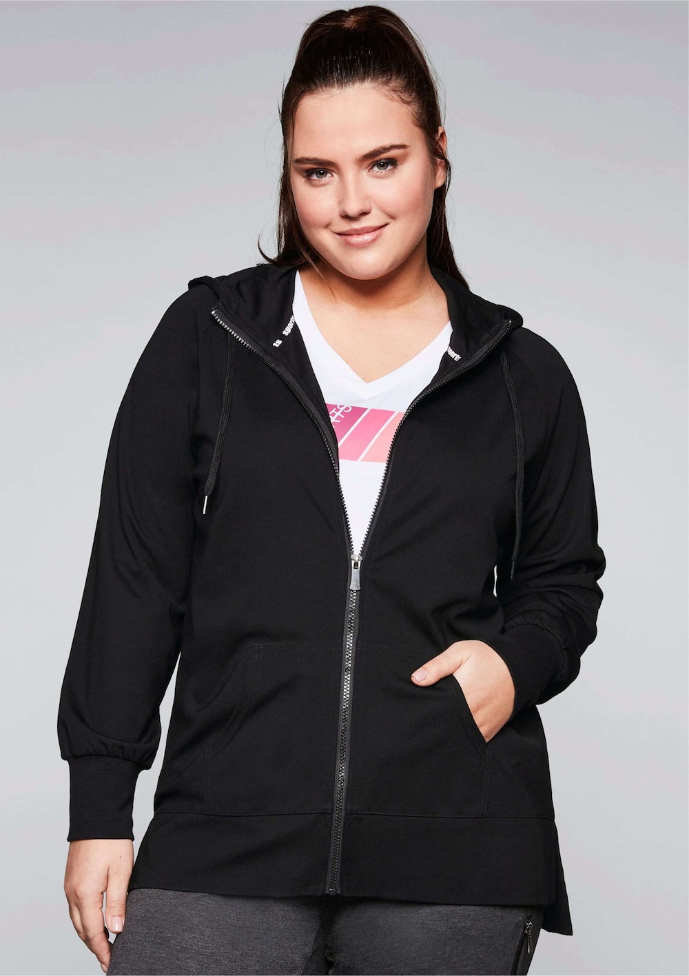 Sweatjacke Langarm Uni Mit Kapuze
