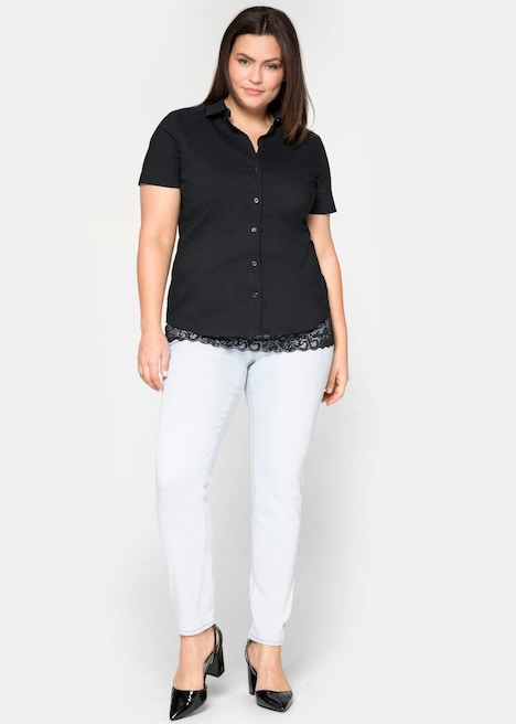 Hemdbluse Kurzarm Uni Hemdkragen