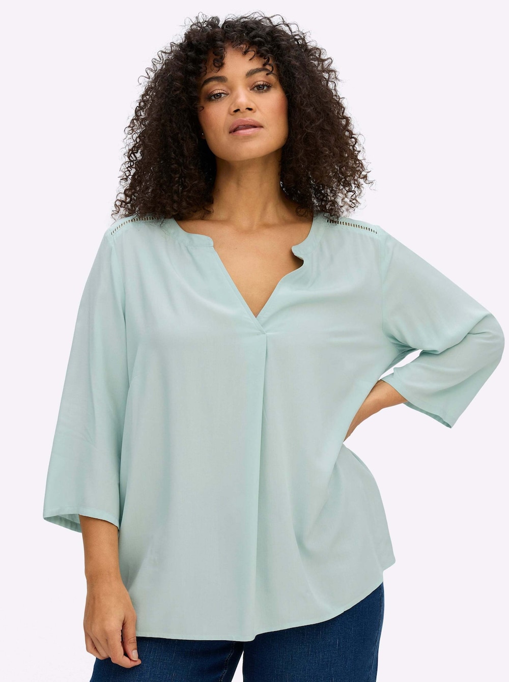 Tunika 3/4-Arm Ohne Kragen