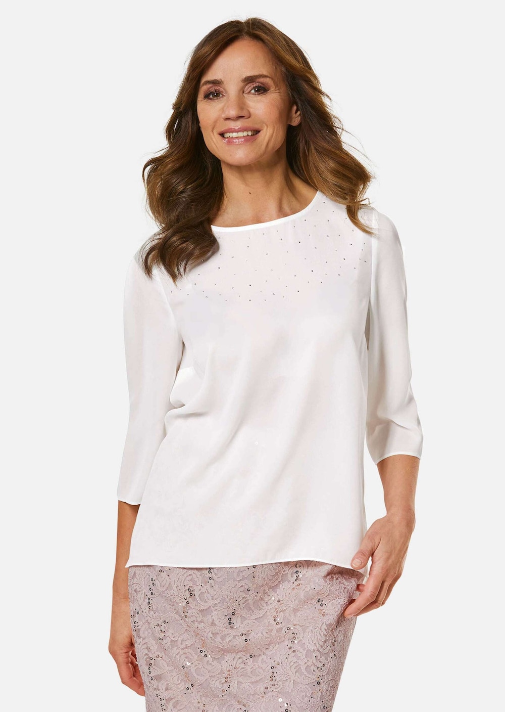 Elegante Bluse aus Chiffon mit Glitzersteinen