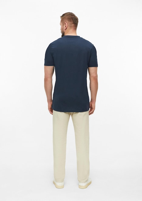 Baumwoll-T-Shirt mit Logo-Print und V-Neck