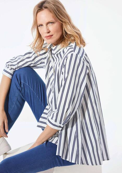 Schlichte Baumwoll-Bluse mit 3/4-Arm