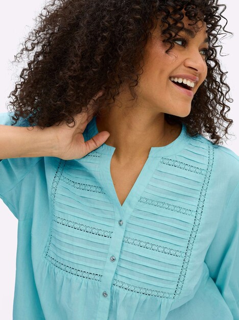 3/4-Arm-Bluse 3/4-Arm Ohne Kragen