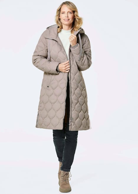 Wintermantel mit Stehkragen und Kapuze