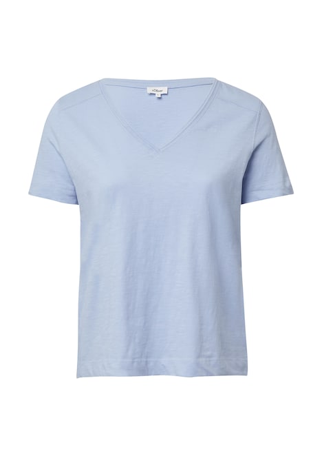 T-Shirt aus Flammgarn mit V-Ausschnitt