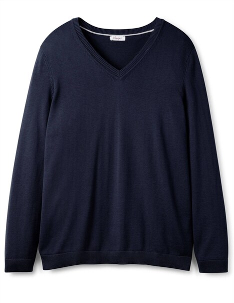 V-Ausschnitt-Pullover Langarm Uni