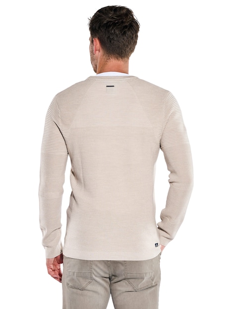 Herren Pullover Rundhals , Creme