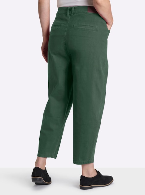 Twill-Hose Bundfaltenhose aus Twill, mit Barrel-Leg normal Elastische Einsätze