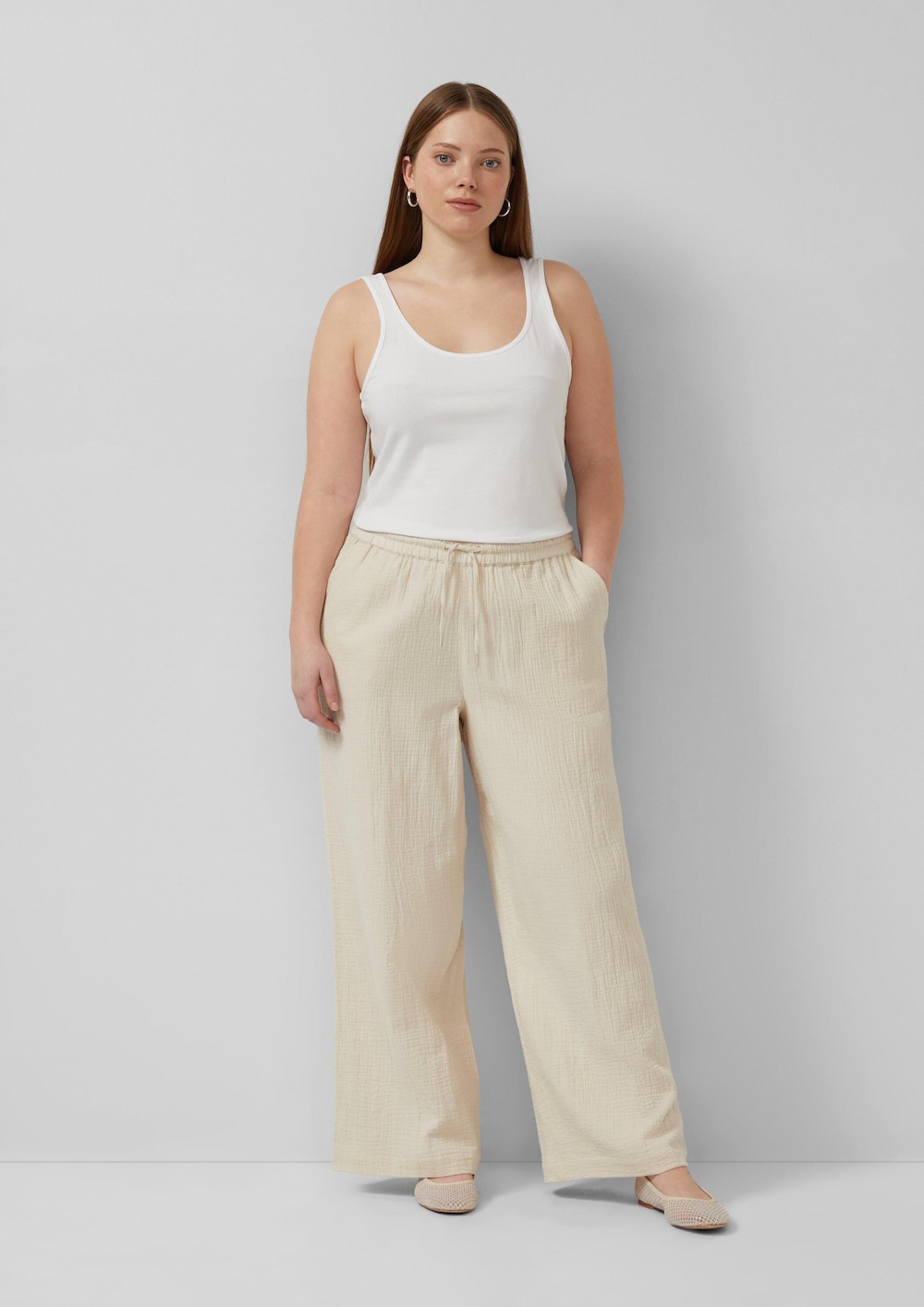 Musslin Hose mit Gummizug und weitem Bein