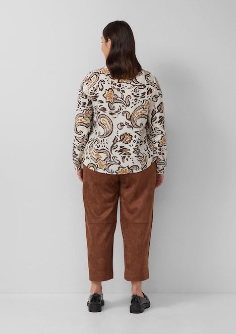 Strukturierte Viskosemix-Bluse mit All-over-Print