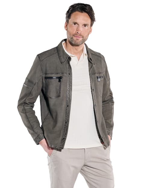 engbers Herren Lederjacke regular , Grau