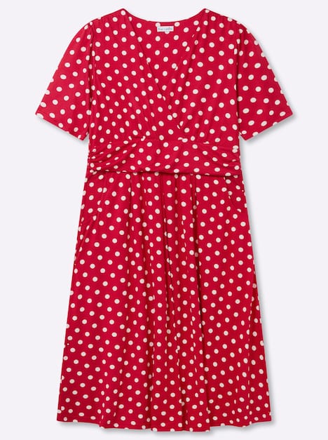 Jersey-Kleid Kurzarm Ohne Kragen