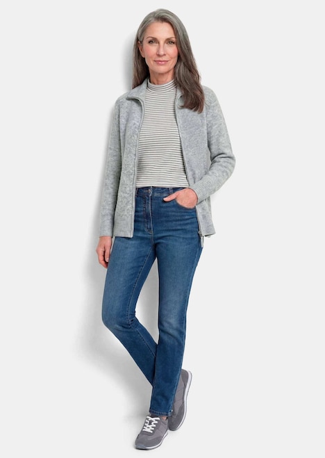 Melange-Cardigan mit Reißverschluss