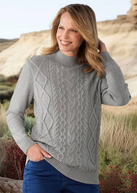 Langarm Viskoseoberteil im Zopfmuster