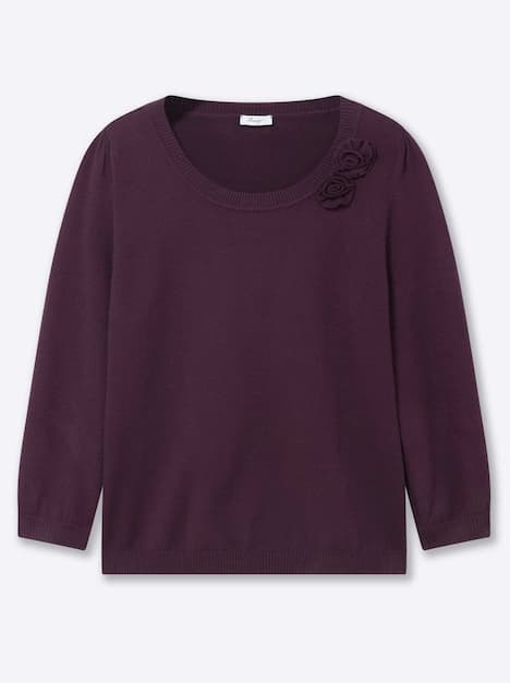 Pullover Langarm Jersey Uni Ohne Kragen