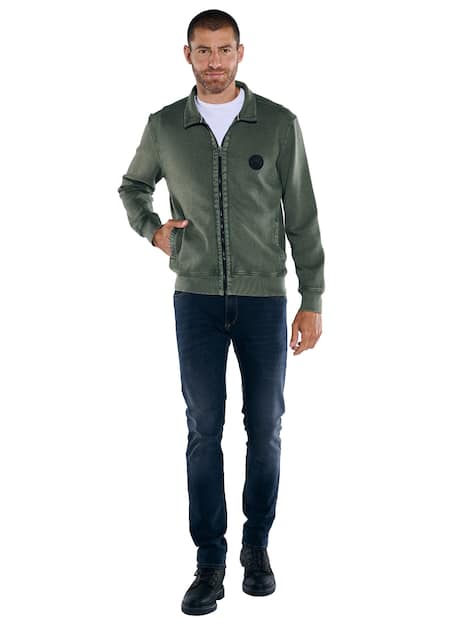engbers Herren Sweatjacke strukturiert , Khaki