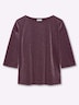 Sweatshirt Sweatshirt aus Glitzergarn 3/4-Arm Uni Ohne Kragen