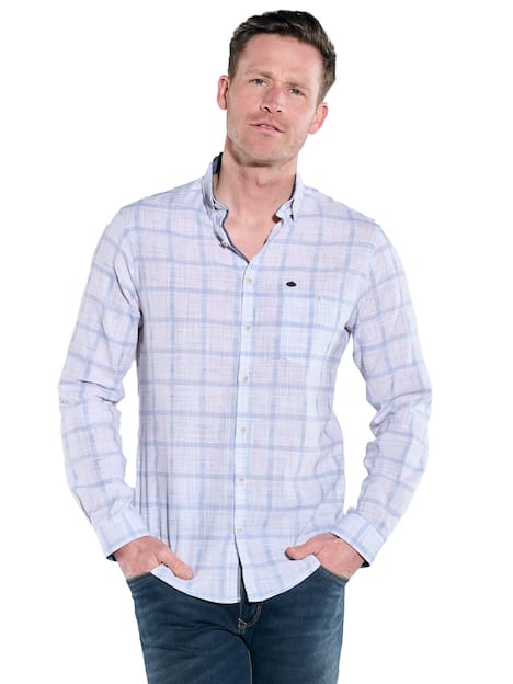 engbers Herren Langarm-Hemd kariert , Naturweiss