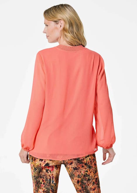 GOLDNER Blouse Chiffon blouse met vrouwelijke halslijn