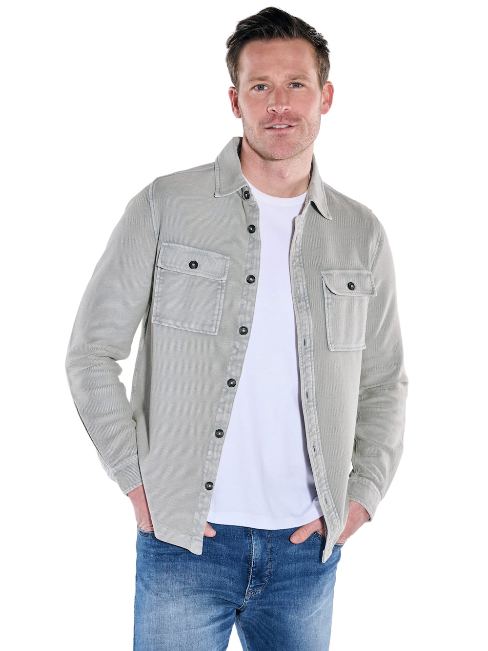 engbers Herren Poloshirt langarm , Silbergrau