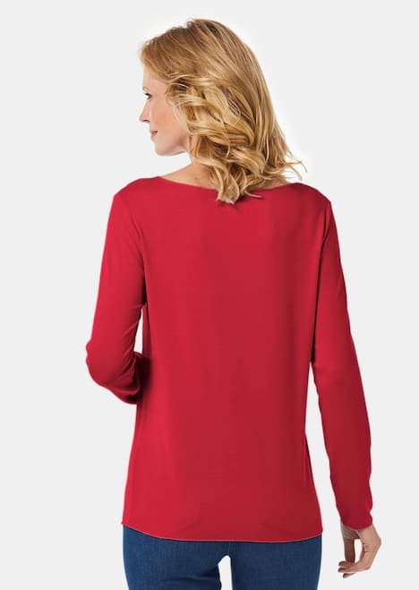 Langarmshirt mit tonaler Zierkante