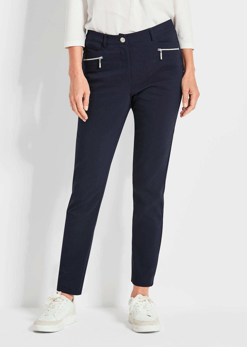Lange Schlupfhose BELLA Grau Stretchhose, Schlupfhose, Bauchwegform, Businesshose, Baumwollhose, Damen