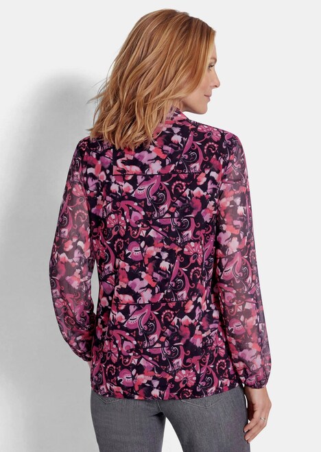 Mesh-shirt met paisley-print