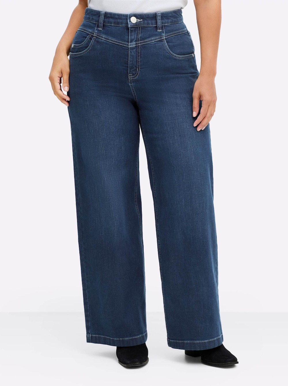 Jeans Jeans mit weitem Bein und High-Waist-Bund Formbund