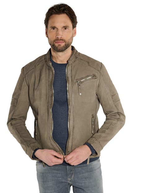 engbers Herren Lederjacke regular , Grau