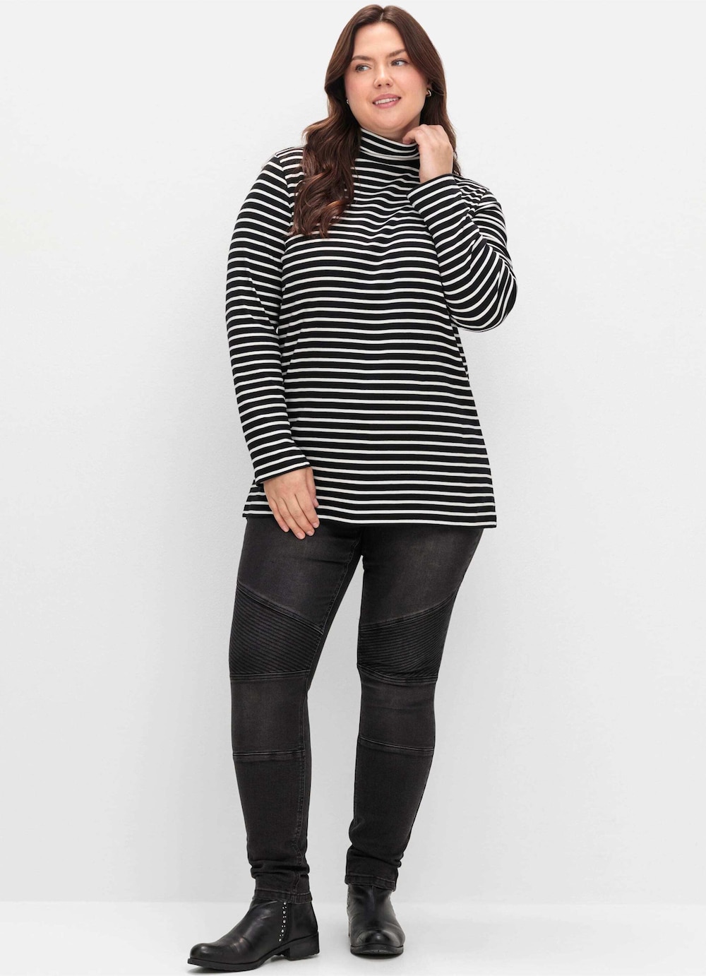 Rollkragenshirt Langarm Streifen Rollkragen