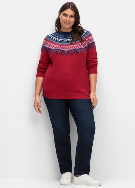 Pullover Langarm Jacquard Sonstiges Muster Ohne Kragen