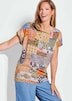Luftige Viskosebluse mit Patch-Print