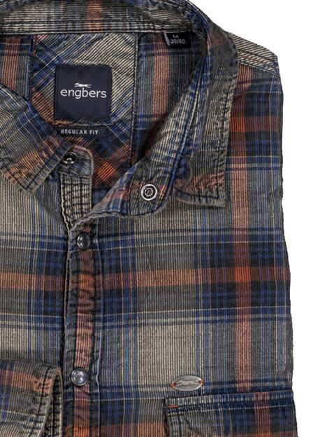 engbers Herren Langarm-Hemd kariert , Hellbraun