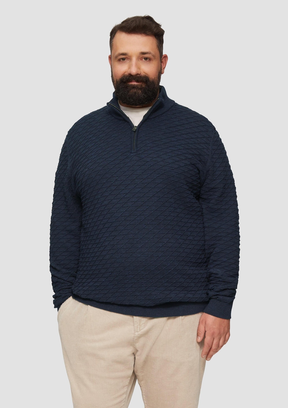 Strukturierter Pullover mit Half-Zip