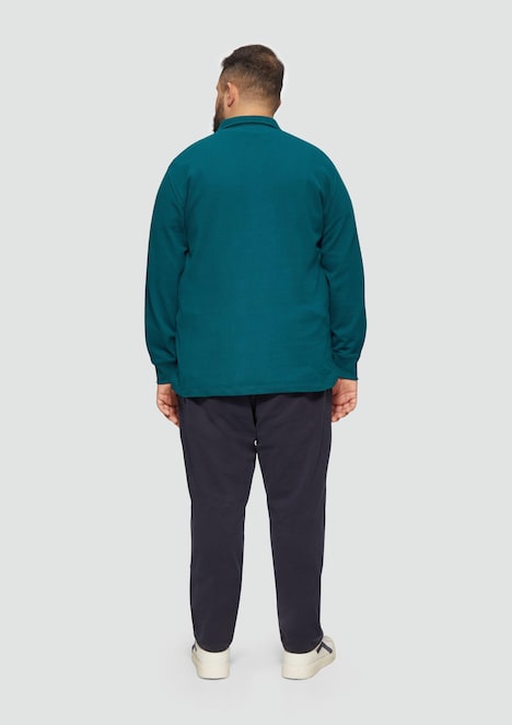 Strukturiertes Langarm-Poloshirt im Relaxed Fit