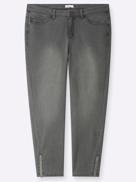 Jeans Slim-fit-Jeans mit Zipper am Saum normal Formbund