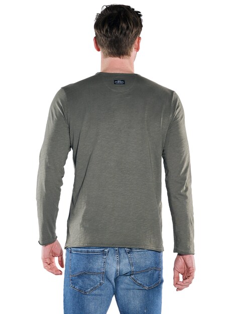 Herren Rundhals Shirt , Oliv