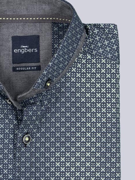 engbers Herren Kurzarm-Hemd gemustert , Hellgruen