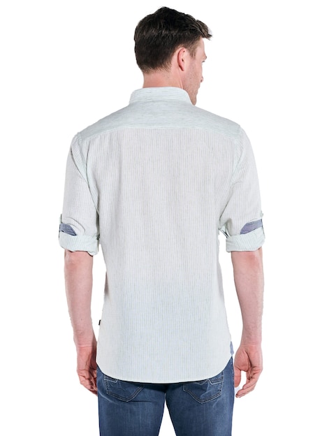 Herren Langarm-Hemd in Seesucker-Qualität , Hellgruen