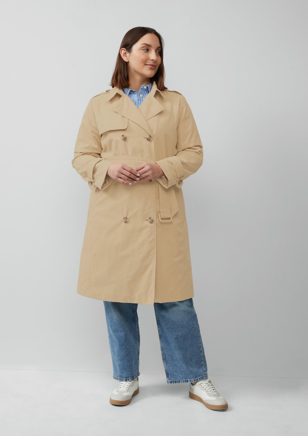 Trenchcoat mit Streifen-Futter