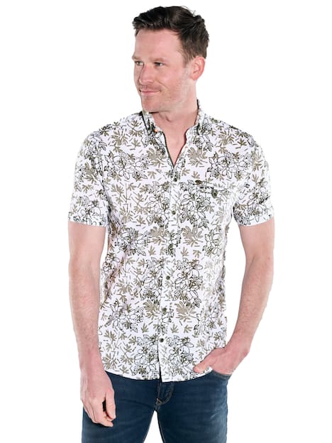 engbers Herren Kurzarm-Hemd gemustert , Hellgrau