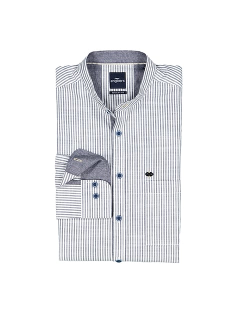 Herren Langarm-Hemd gemustert , Saphirblau