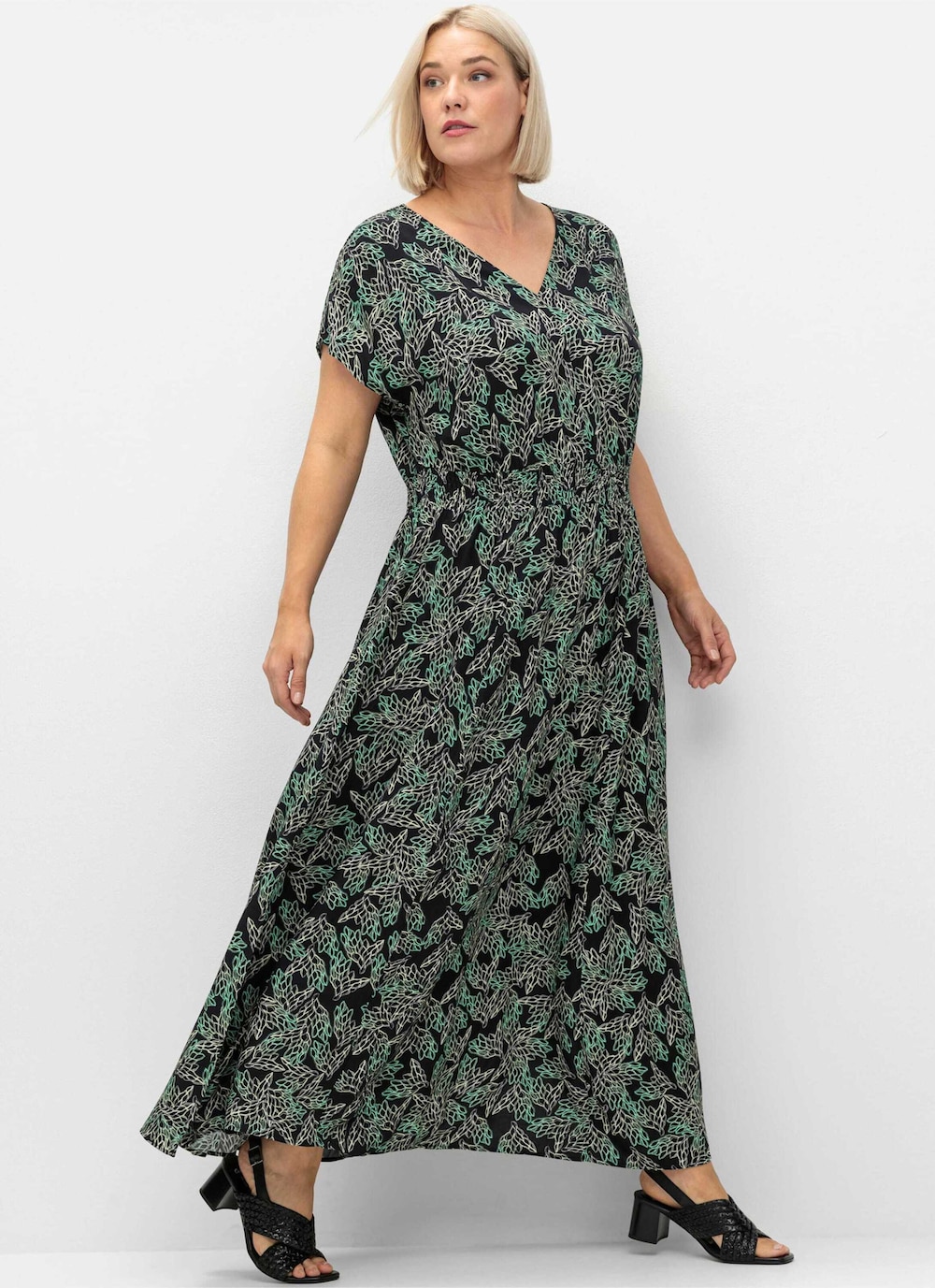 Maxikleid Kurzarm Blumen