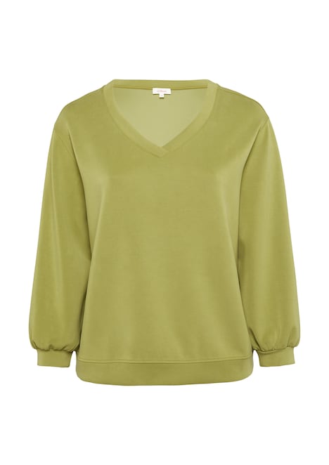 Scuba-Sweatshirt mit V-Ausschnitt