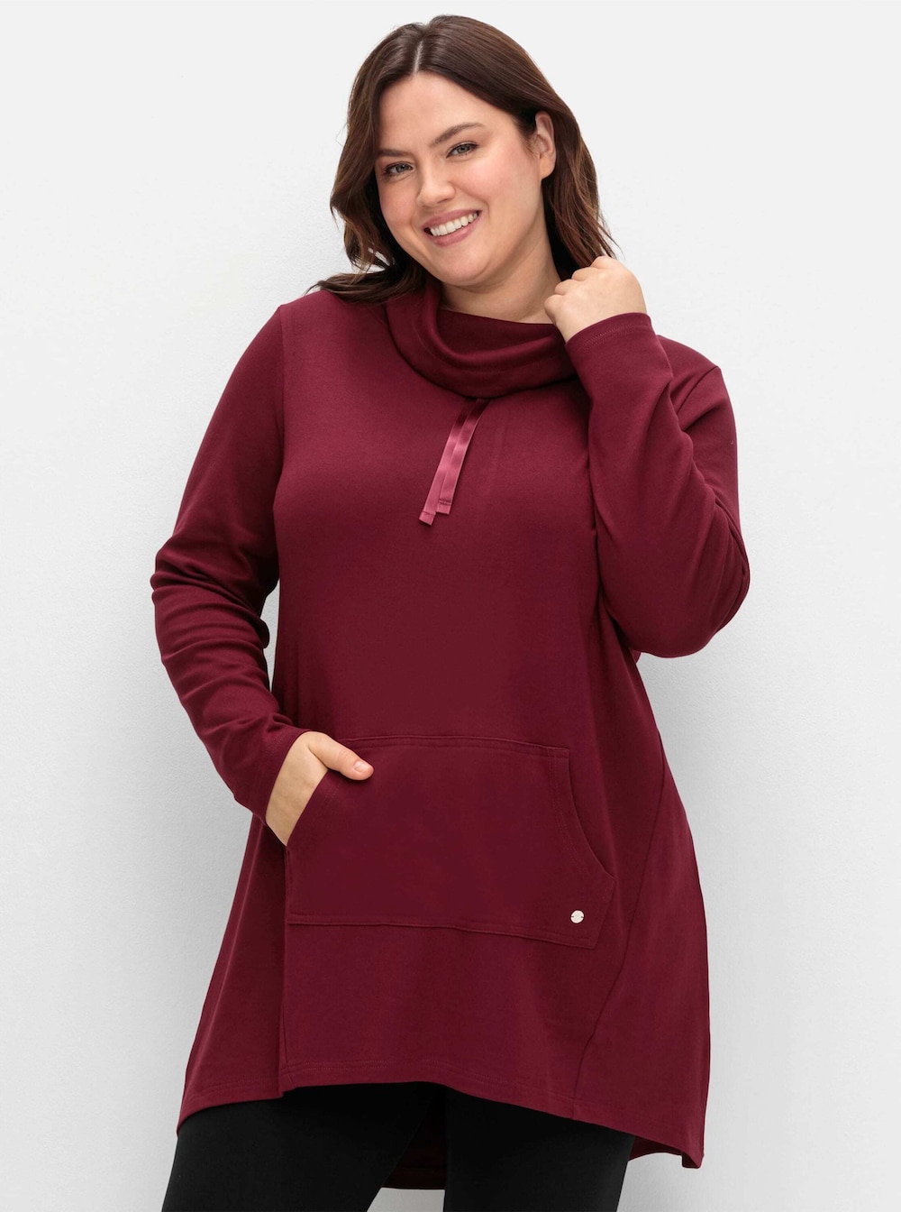 Sweatshirt Langarm Uni Stehkragen