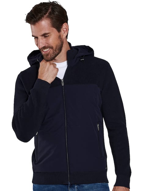 engbers Herren Strickjacke mit Kapuze , Marineblau