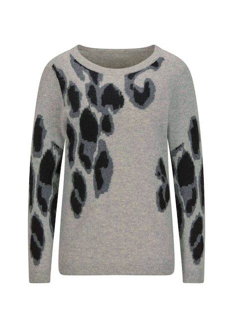 Langarm Strickpullover im Leo-Design