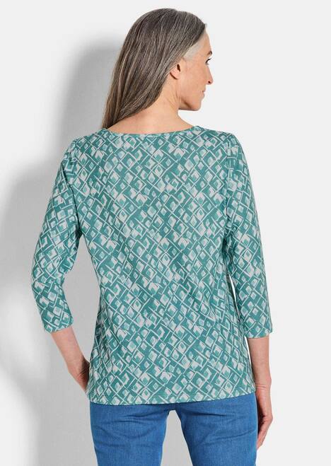 Halbarm Viskoseshirt im Allover-Design