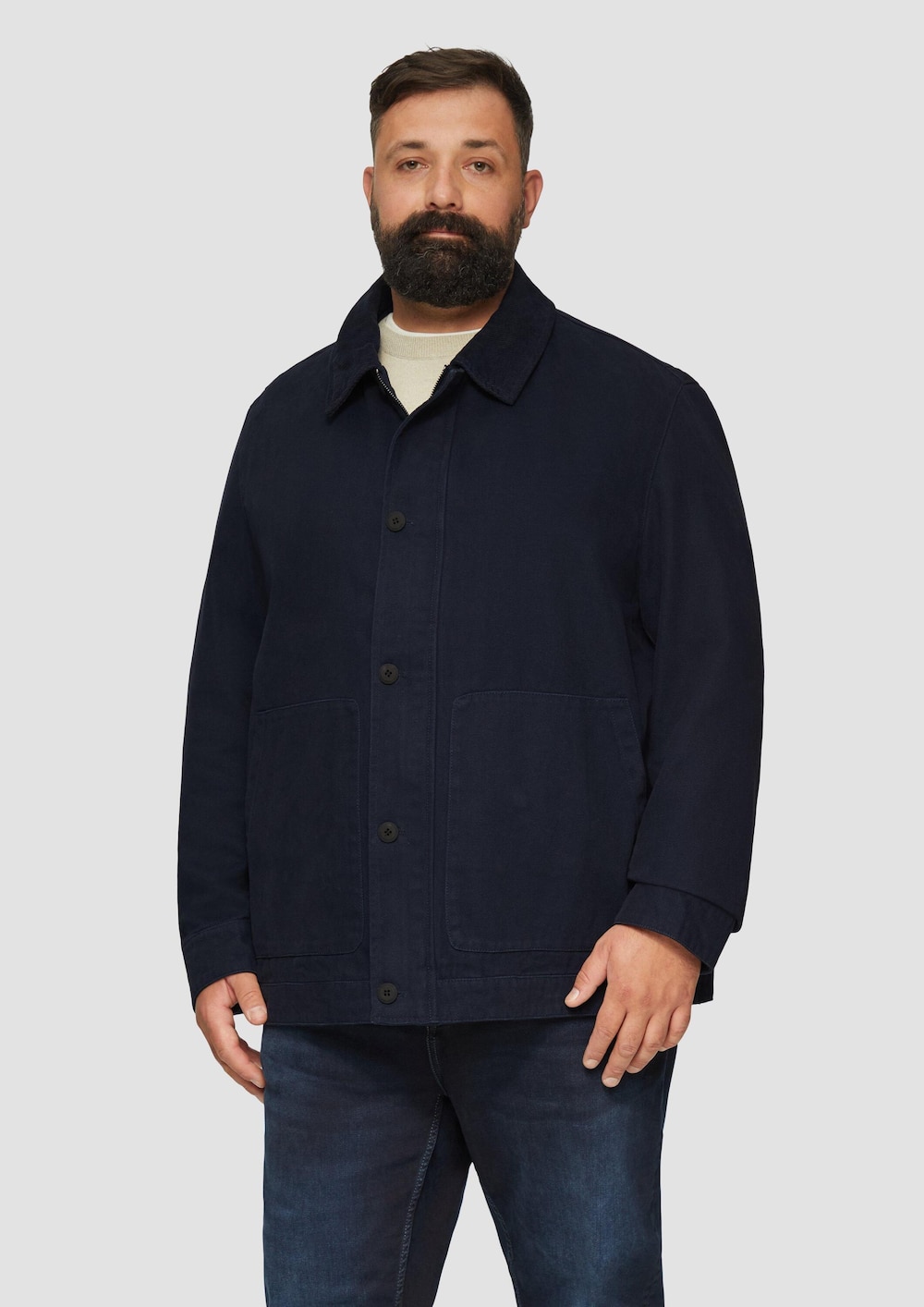 Jacke mit aufgesetzten Taschen im Fabricmix